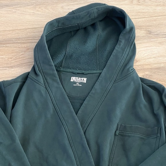 Duluth Trading Robe Mens Size XL Pine Green Hooded Good With Belt Cotton Blend - Picture 3 of 8